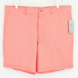 PGA Tour Men's Active Gripper Waistband UPF 50 Stretch Coral Shorts Size 34 NWT